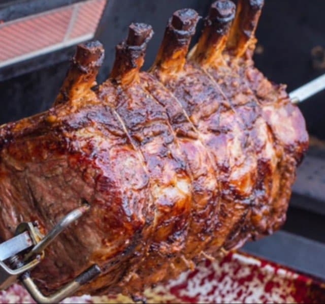 Rack of ribs on the spit roaster
