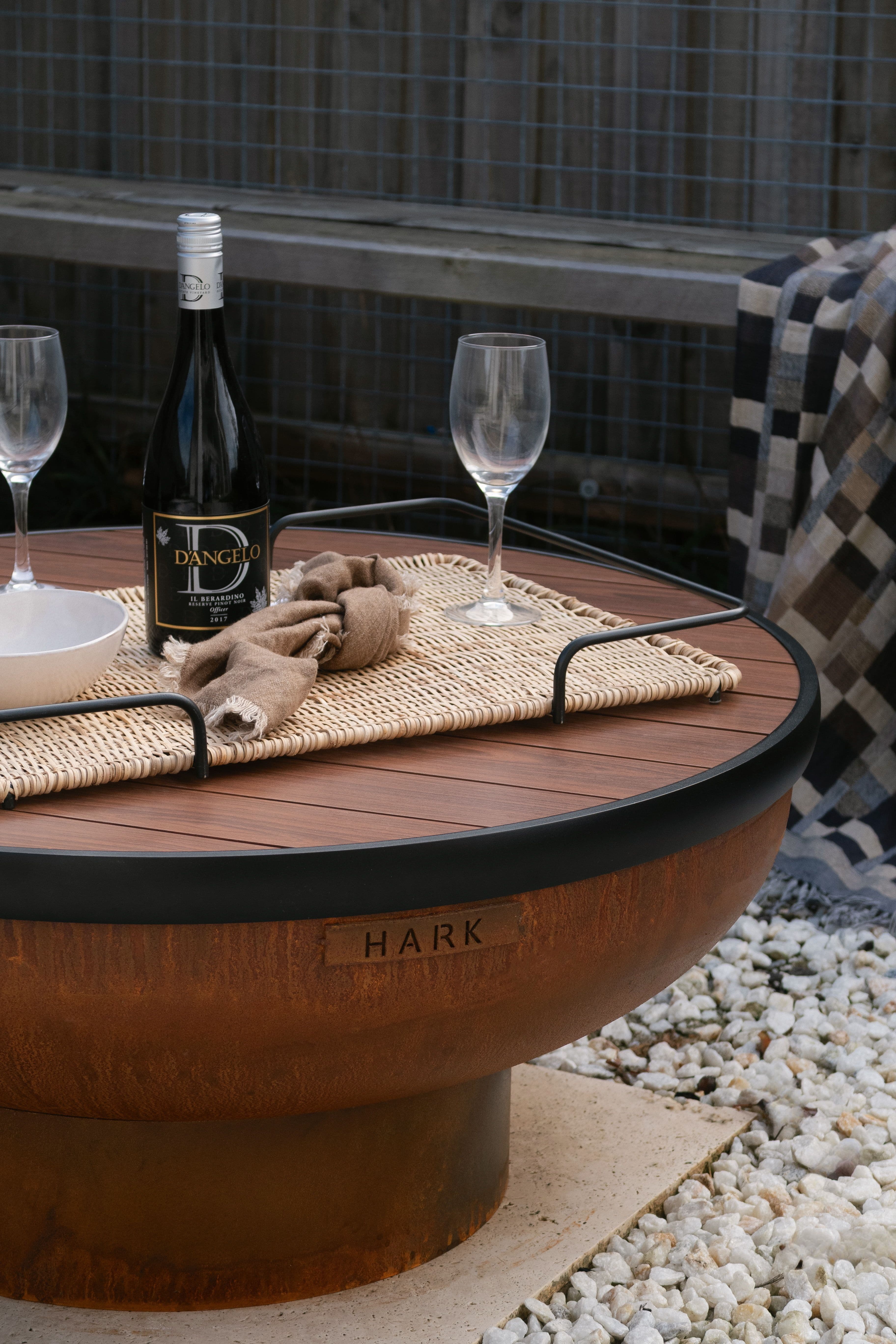 HARK Fire Pit with Wood Surround